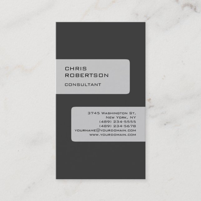 Gray Attractive Charming Business Card (Front)