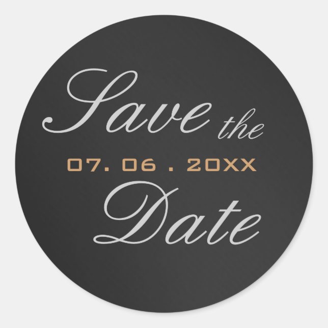 Gray Attractive Script Save the Date Calligraphy Classic Round Sticker (Front)