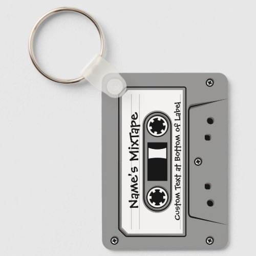 Gray Audio Cassette Tape Keychain
