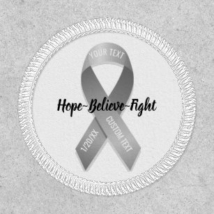 Gray Awareness Ribbon Add Your Custom Text Patch