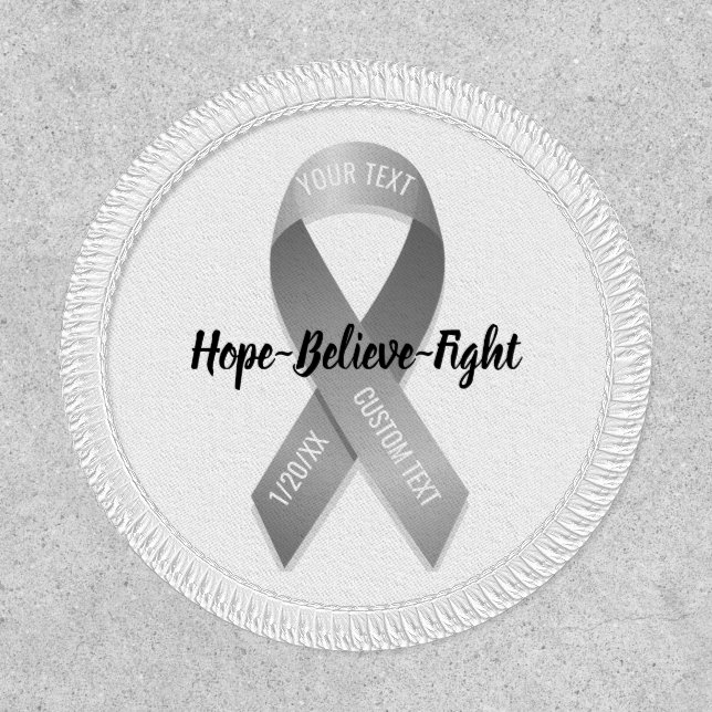 Gray Awareness Ribbon Add Your Custom Text Patch (Front)