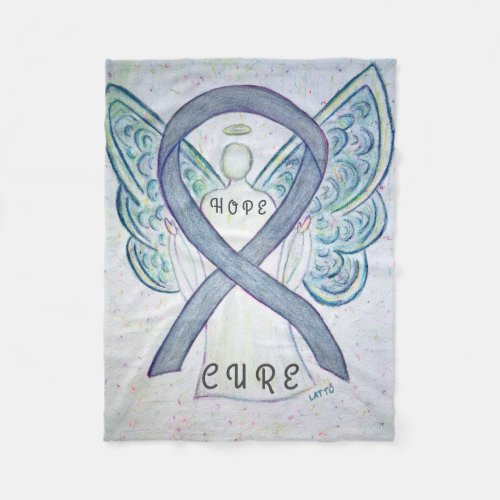Gray Awareness Ribbon Angel Brain Cancer Blankets