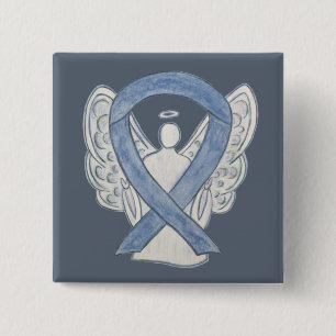 Gray Awareness Ribbon Angel Custom Art Pins