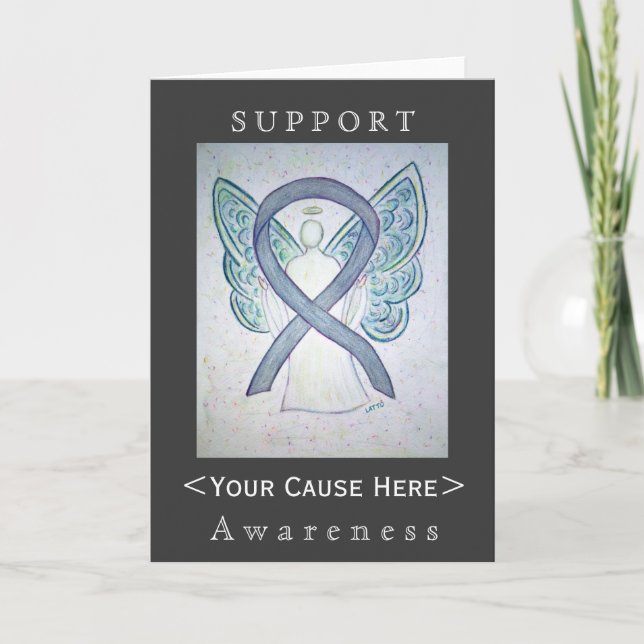 Gray Awareness Ribbon Angel Customized Card (Front)