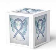 Gray Awareness Ribbon Angel Party Favor Box