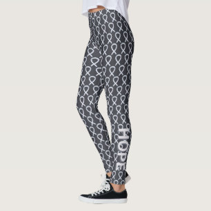 Gray Awareness Ribbon Art Custom Words Leggings