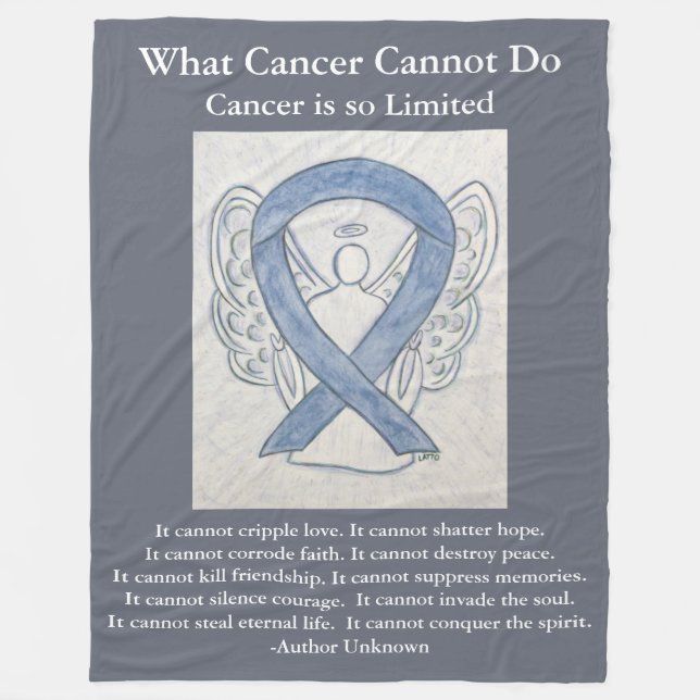 Gray Awareness Ribbon Brain Cancer Angel Blankets (Front)
