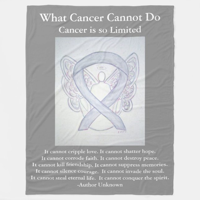 Gray Awareness Ribbon Brain Cancer Angel Blankets (Front)