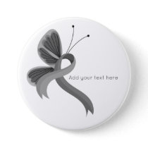 Gray Awareness Ribbon Butterfly  Button