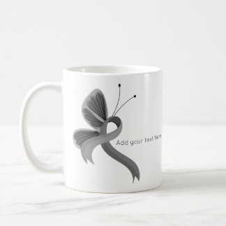 Gray Awareness Ribbon Butterfly Coffee Mug