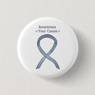 Gray Awareness Ribbon Custom Messages Button Pin
