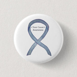 Gray Awareness Ribbon Custom Messages Button Pin