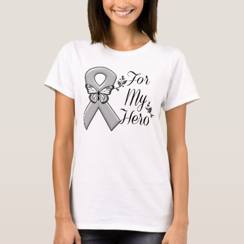 Gray Awareness Ribbon For My Hero T_Shirt