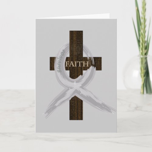 Gray Awareness Ribbon on Cross Card