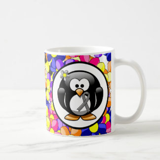 Gray Awareness Ribbon Penguin Coffee Mug