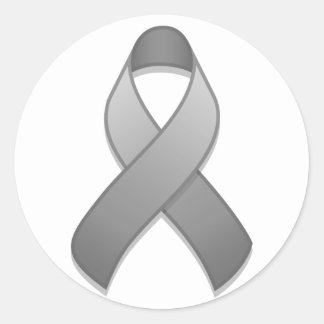Gray Awareness Ribbon Round Sticker