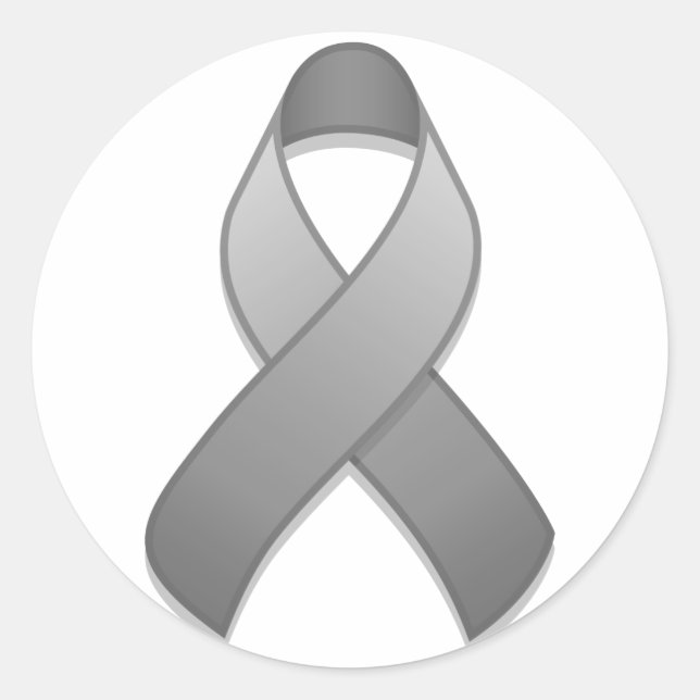 Gray Awareness Ribbon Round Sticker (Front)