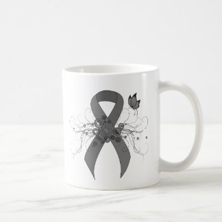 Gray Awareness Ribbon with Butterfly Coffee Mug