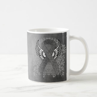 Gray Awareness Ribbon with Wings Coffee Mug
