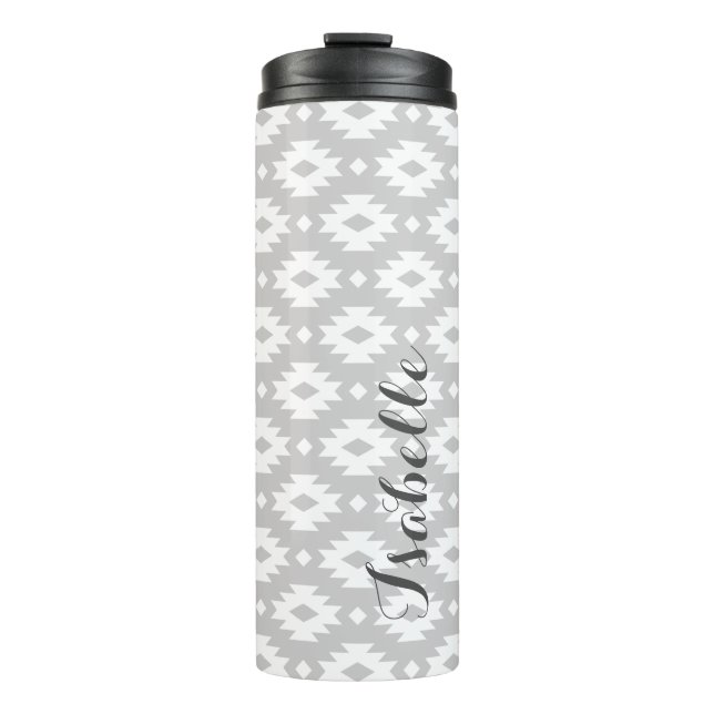 Gray Aztec Monogram Thermal Tumbler (Front)