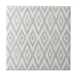 Gray Aztec Pastel Watercolor Ikat Soft Geometric Ceramic Tile
