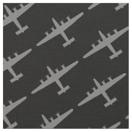 Gray B-24 Liberator Aircraft Pattern Black Fabric