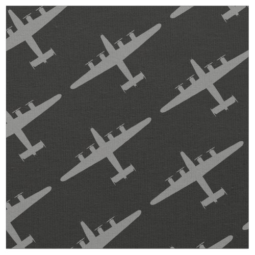 Gray B_24 Liberator Aircraft Pattern Black Fabric