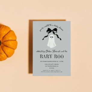 Gray Baby Boo Ghost Halloween Baby Shower Invitation