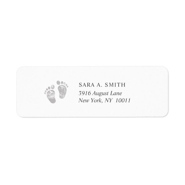 Gray Baby Footprint Return Address Label (Front)