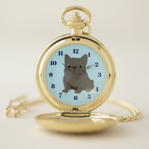 Gray Baby French Bulldog, blue, Watch