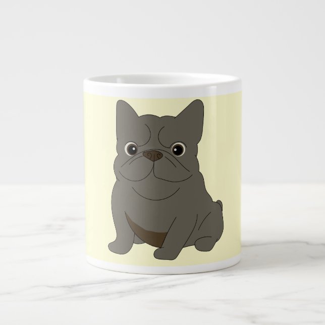 Gray Baby French Bulldog, Cream, Giant Coffee Mug (Front)
