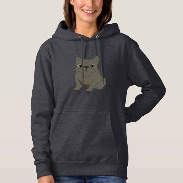 Gray Baby French Bulldog, Cream, Hoodie (Front)