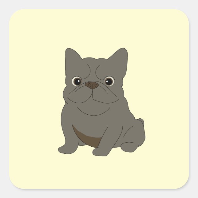 Gray Baby French Bulldog, Cream, Square Sticker (Front)