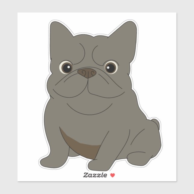 Gray Baby French Bulldog, Cream, Sticker (Sheet)
