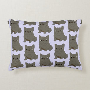 Gray Baby French Bulldog, purple, lavender Accent Pillow