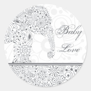 Gray Baby Love Elephant Sticker