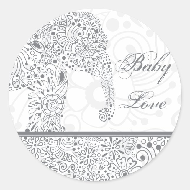 Gray Baby Love Elephant Sticker (Front)