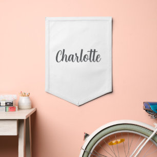 Gray Baby Name Nursery Pennant
