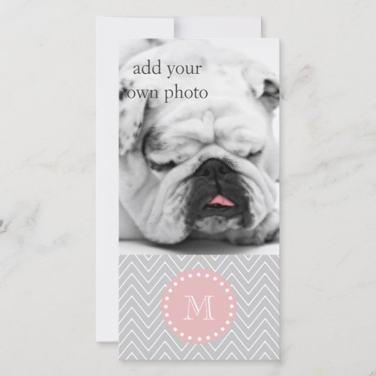 Gray Baby Pink Modern Chevron Custom Monogram (Front)