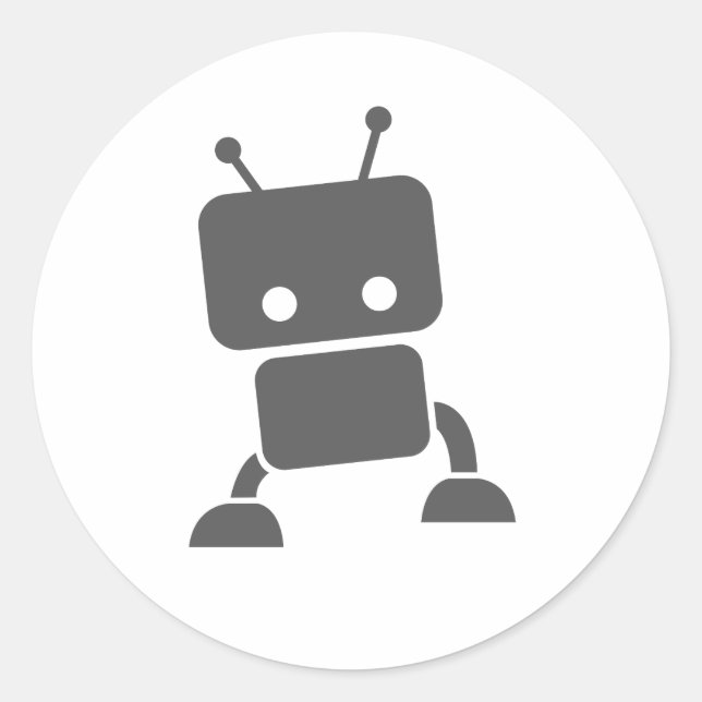 Gray Baby Robot Classic Round Sticker (Front)