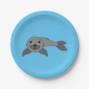 Gray Baby Seal Paper Plates