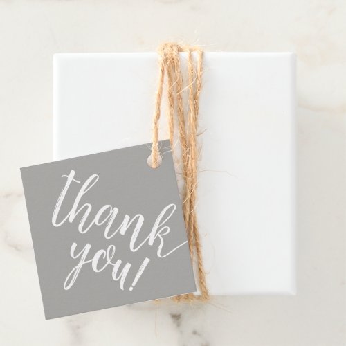 Gray Baby Shower Hand Lettered Thank You Script Favor Tags