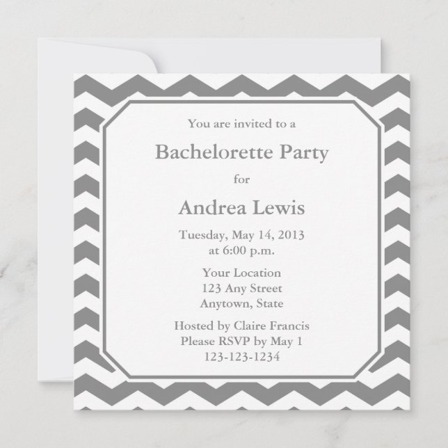 Gray Bachelorette Party Invite / Announcement (Front)