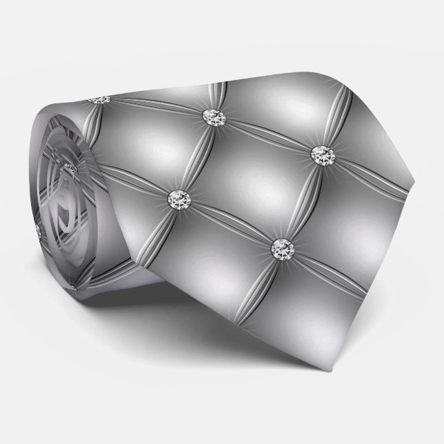 Gray Background and Pearls   Neck Tie (Rolled)