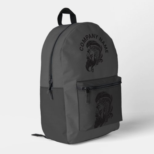 Gray background black barber logo custom text printed backpack