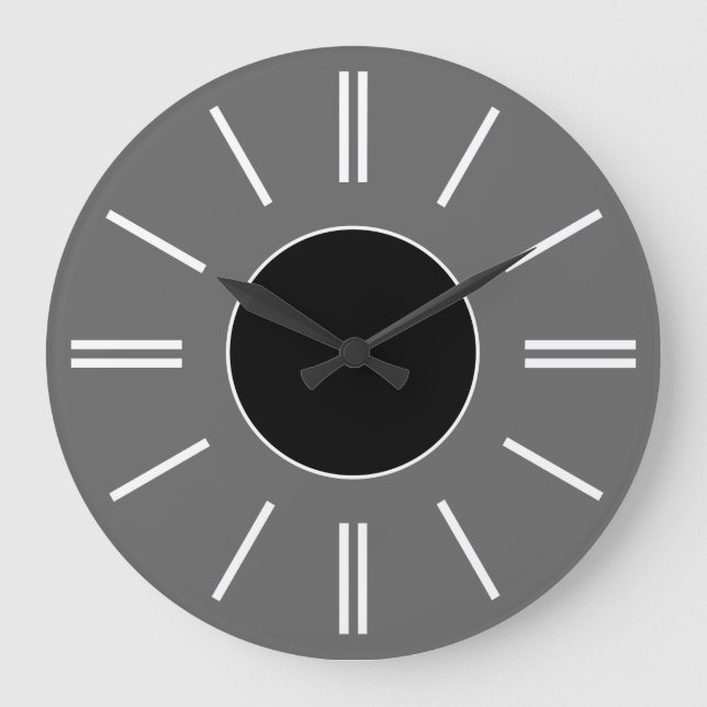 Gray Background Black Center White Lines Clock (Front)