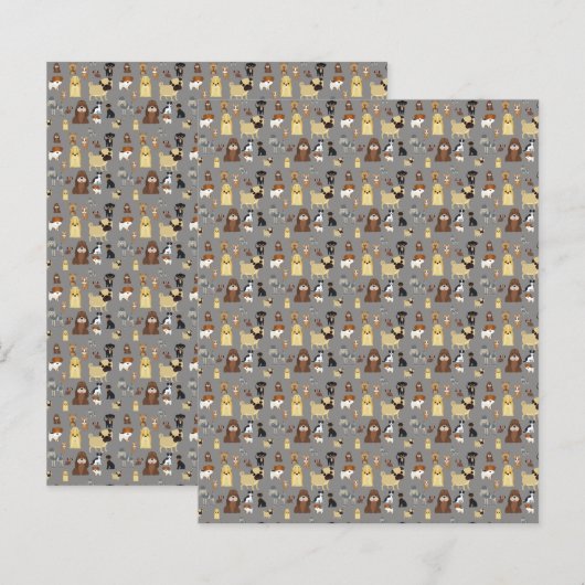 gray background dogs pattern (Front/Back)
