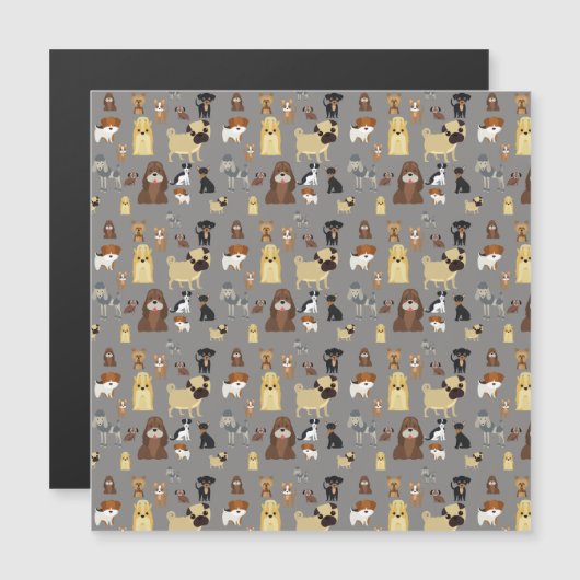 gray background dogs pattern. (Front/Back)
