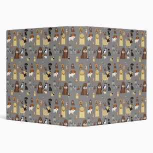 gray background dogs pattern 3 ring binder