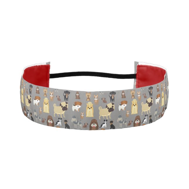 gray background dogs pattern athletic headband (Front)